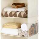 StorageWorks Hanging Closet Organizer, 3-Shelf Hanging Closet Shelves with Top Shelf, 15 "W x 12" D x 31" H, Extra-Large Space, Ivory White