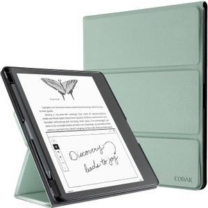 CoBak Stand Case for Kindle Scribe - Premium Folio Leather Cover with Pen Holder, Auto Sleep/Wake - Compatible with 10.2 Inch Kindle Scribe (2022/2024 Release) | Premium, Leather Cover, with Pen Holder, Auto Sleep/Wake, 2022/2024 Release (*Sage Green)