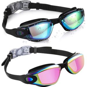 Aegend Kids Swim Goggles, Pack of 2 Swimming Goggles for Children Boys & Girls Age 3-14 (Aqua & A-bright Rose)