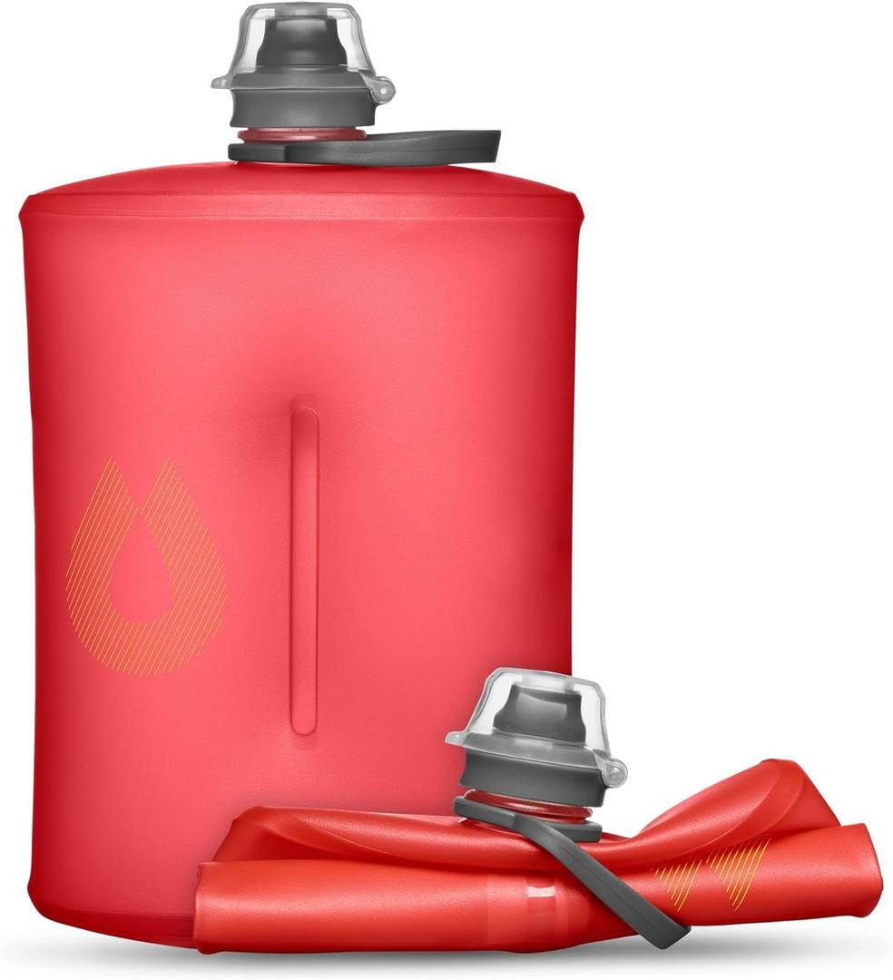 HydraPak Stow Collapsible Water Bottle  350ml, 500ml, 1L  Ultralight, Leak-Proof, BPA-Free, Filter Compatible Travel & Hiking Flask (Redwood)
