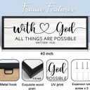 With God All Things are Possible Inspirational Framed Wall Art, 40''15'' Positive Religious Rustic Bible Verse for Christian God Jesus Christ Prayer, Horizontal Holy Catholic Scripture Decor Black