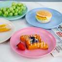 LIYH 36 Pcs Wheat Straw Dinnerware Set for 12,Plastic Plates Reusable,Camping Plates and Bowls Set,Dishwasher Safe Dinnerware,Unbreakable Plate Pink Green Blue Beige