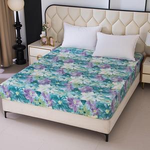 Bedding Fitted Sheet with Deep Pocket,Oil Painting Style Printed Fabric Bed Sheets for Boys Girls Single Bed (Green Floral,Twin)