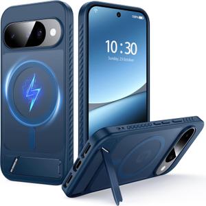 for Google Pixel 10 Case/Pixel 10 Pro Case with MagSafe[Invisible Kickstand][Charge While Standing][Military Shockproof] Translucent Matte Soft Silicone Bumper Pixel 10/10 Pro Phone Case,Blue