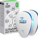 Ultrasonic Pest Control Repeller - Repel Rodents, Ants, Cockroaches Get Rid, Bed Bugs, Mosquitos, Flies, Spiders, Squirrel Bats - Eco-Friendly Safe for Humans - 2 Pack