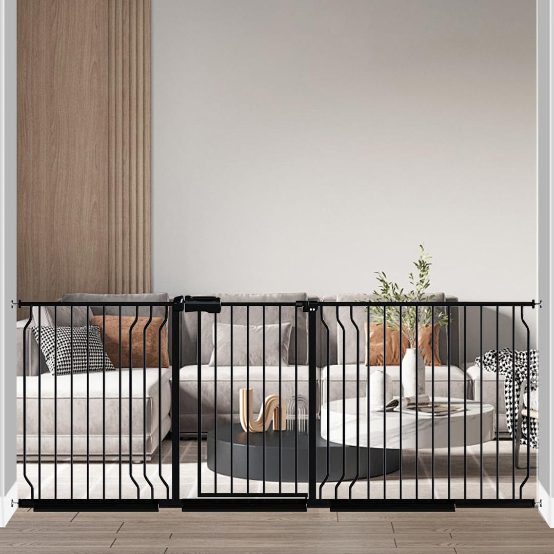 Fairy Baby Extra Wide Baby Gate 81.1-85.8 Inch Wide, Walk Through Pressure Mounted No Drill for Doorways, Long and Large Tension Dog Gate for Pet and Kids