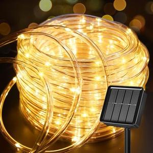 Brightown Solar Rope Lights, 39FT 100LED Outdoor Solar String Lights, IP65 Waterproof Solar Powered Fairy Lights with 8 Lighting Modes for Party Garden Patio Pool Backyard Tree Decoration, Warm White