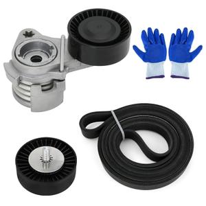 Serpentine Belt Drive Tensioner Pulley Kit Compatible with BMW 128i 325i 325xi 328xi 330i 330xi 525i 525xi 528i 528xi 530i 530xi X3 X5, 3.0L L6, 2006-2013#Replace ADK0022P