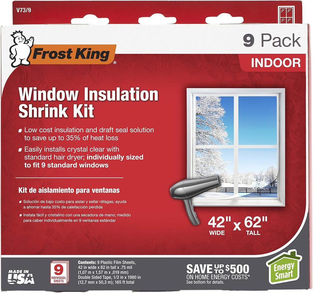 Frost King V73/9H Indoor Shrink Window Kit 42 62-Inch, Clear