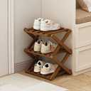 Narrow Shoe Rack-Free Standing Shoe Racks-Bamboo Shoe Storage Organiser Vertical Foldable Shoes Shelf for Entryway,Closet,Hallway,Bedroom (Tawny, 3 Layer)