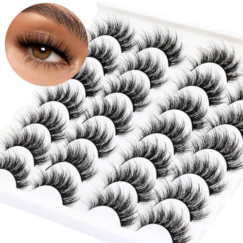 Losha Lashes Fluffy False Lashes 14 Pairs 5D Full Fake Eyelashes Vegan Handmade Faux Mink Lashes Pack (815-Z)