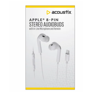 Acoustix Apple 8-pin Stereo Audiobuds With In-Line Microphone And Remote White