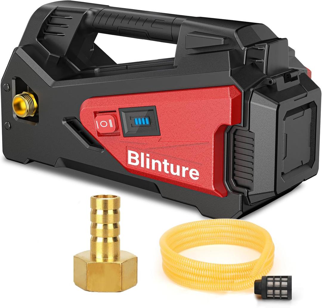Battery Operated Transfer Pump Compatible with Milwaukee18V,2-5Ah Battery, Cordless Water Pump, Self-Priming RV Water Pumps, Boat Bilge Pump, Pressure Diaphragm Pump 300GPH(Not include Battery) (Red)