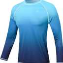 Satankud Men's Long Sleeve Swim Shirts Rashguard UPF 50+ UV Sun Protection Shirt Athletic Workout Running Hiking T-Shirt Swimwear (Blue Gradient, X-Large)