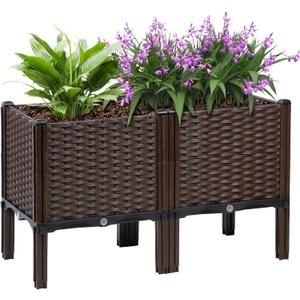 Raised Garden Bed with Legs, 20" Tall Planters for Outdoor Plants 32"Lx16"W
Elevated Self Watering Planter Box Rattan Pattern , 11.8" Deep Rectangular Garden Bed for Vegetables, Flowers, Herbs