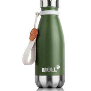 Mollcity Kids Water Bottle-9 oz Stainless Steel Vacuum Insulated Water Bottle for Kids for School, Leak Proof Cola Shape Travel Small Water Bottle for Boys (Grass Green)