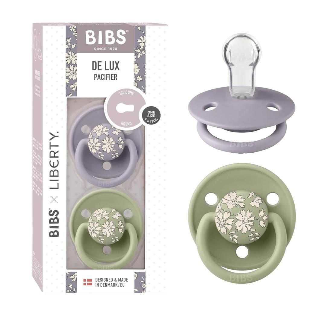 BIBS De Lux Liberty Soother 2-Pack, BPA Free Dummy Pacifier, Round Nipple. Silicone, Made in Denmark, OneSize (0-36 Months), Capel Sage BIBS De Lux Liberty Soother 2-Pack, BPA Free Dummy Pacifier, Round Nipple. Silicone, Made in Denmark, OneSize (0-36 Months), Capel Sage