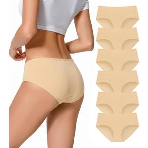 Cotton Underwear Womens Full Coverage Hipster Panties Soft Low Rise Breathable Ladies Briefs Multipack (Beige)