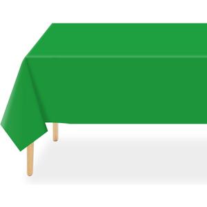 QIKSION Green Plastic Table Cloth Disposable 6 Pack, 54 x 108 Inch Tablecloths for St Patricks Day, Birthday Party, Christmas Decorations, Rectangle Table Cover