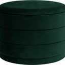 23" Round Velvet Storage Ottoman with Reversible Lid, Soft Padded Footrest and Hidden Storage, Large Upholstere Tray Top Ottoman Footstool for Living Room, Bedroom, Entryway, Bottle Green