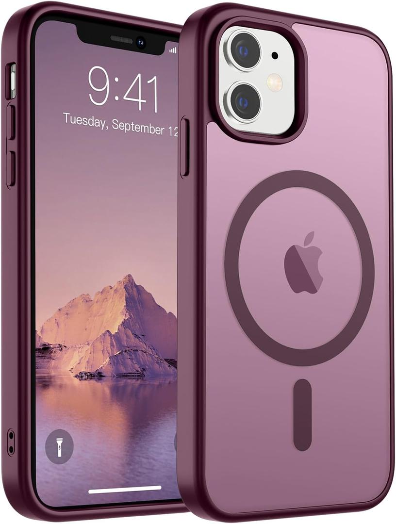 SUPFINE Magnetic for iPhone 11 Phone Case (Compatible with MagSafe)(Military Grade Drop Protection) Translucent Matte Shockproof Phone Case,Red