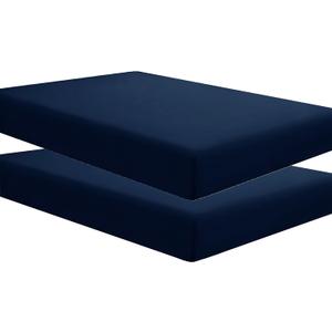 Sfoothome 2 Pack Fitted Sheets Twin Size, Brushed Microfiber, Extra Soft and Comfortable - Wrinkle, Fade Resistant,Navy Sheets with Deep Pocket