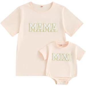 Mommy and Me Matching Shirts Outfit Cute Letter Graphic Tshirt Tops Mom and Mini Matching Outfits 1 Pack 2XL