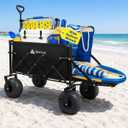 Hikenture Beach Wagon with Balloon Wheels, Collapsible Beach Cart 380 lbs