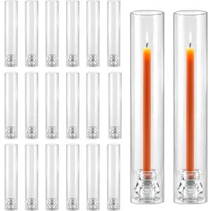 20 Pack Glass Hurricane Candle Holders 12.6" Open Ended Candlestick Holder Tubes Clear Bottomless Cylinders Suitable Taper LED Candles for Wedding Party Christmas Table Centerpiece Decor