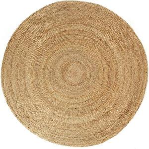 SISOSU Jute Area Rug 8' Round - Handmade Natural Indoor Jute Rug for a Vintage or Farmhouse Style - Soft and Durable Material Perfect for Living Room, Bedroom, or Dining Room