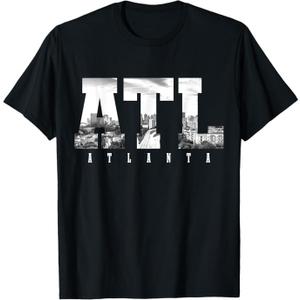 ATL Atlanta Skyline Pride Black & White Vintage Georgia TShirt. Size Large
