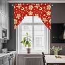 10 x Chic D Christmas Gingerbread Man Swag Valance Curtains for Kitchen, Candy Cane Curtain Valances Rod Pocket Window Curtain, Thermal Insulated Washable Swag Kitchen Curtains 56"x36"