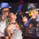 Sratte 36 Pcs 2026 New Year's Party Kit, 4 Colors Hats 12 Noisemakers 6 Eyeglasses 6 Headband Tiaras 8 Blowing Horns for Party New Year Eve Favors