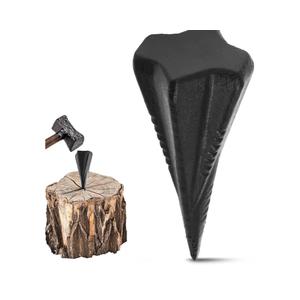 1 Pcs 4 Lbs Wood Splitting Wedges Manual Log Splitter Wedge 4-Direction Diamond Design Forged Steel Tool for Easy Wood Splitting Splits Firewood into 4 Pieces Less Effort (Black)