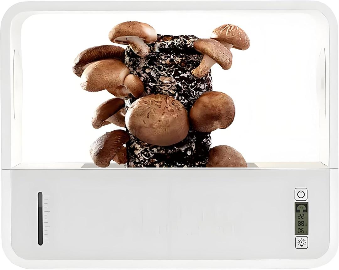 FVPJUXSG Smart Mushroom Monotub Grow Kit,with Grow Light Automatic Humidification & Exhaust Indoor Mushroom Growing Box Temperature Display Fresh Air System