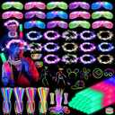 HONLYNE 142 PCS Glow in the Dark Party Supplies, 14PCS Foam Glow Sticks, 14PCS Light Up Headband,14PCS LED Glasses and 100PCS Glow Sticks Bracelets,for Glow Party, New Year, Wedding, Concert, Birthday