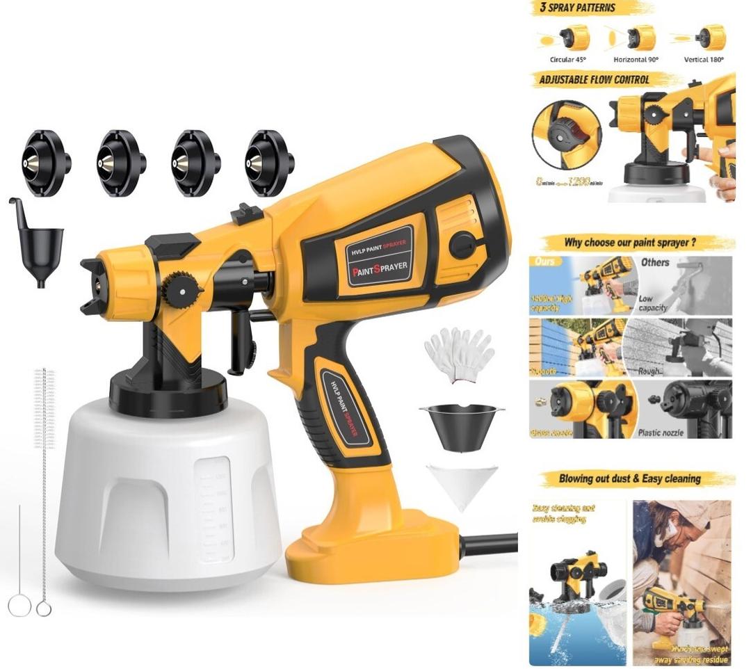 Electric HVLP Paint Sprayer with Dust Blowing Feature - Easy to Clean