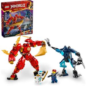 LEGO NINJAGO Kais Elemental Fire Mech Action Figure, Mini Ninja Toy for Kids with Customizable Red Ninja Figure Plus Kai and Zane Minifigures, Adventure Set for Boys and Girls Ages 7 and Up, 71808