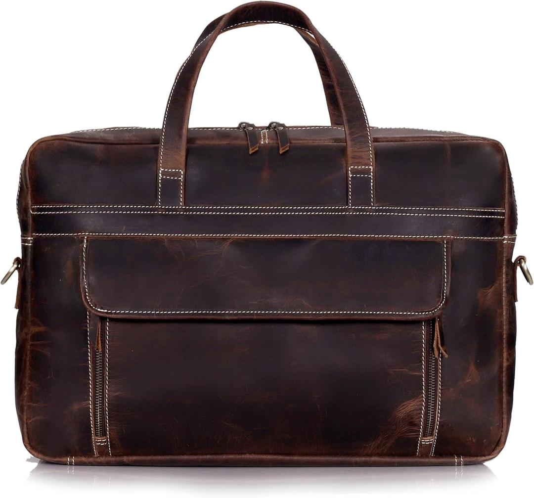 18 Inch Full Grain italian Leather Briefcase for Men, Top Choice Gifts, Handcrafted Laptop Bag