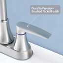 Brushed Nickel Bathroom Faucet, 2-Handle Lead-Free 360 Swivel High-Arc Spout 4 Inch Centerset Bath Lavatory Vanity Sink Faucets Set for Sinks with Drain & Water Hoses, VABM80008L