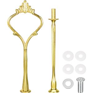Uxcell 1 Set Cake Tray Stand Handle Cupcake Dessert Plate Hardware Fitting Holder Rod Stand Handle for Cake Stand Wedding Party, 2-Tiers Crown Gold