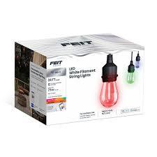 Feit Electric LED White Filament String Lights Color- Multicolored
