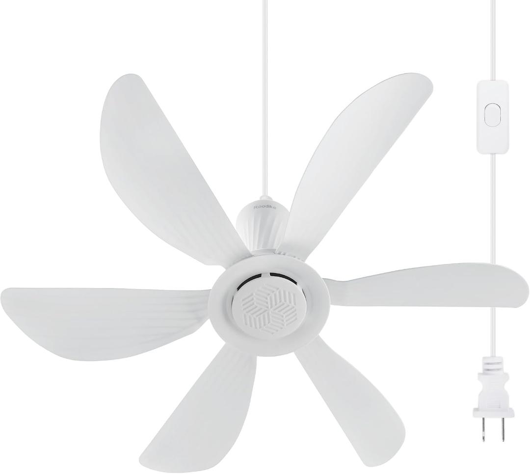 22.5" Plug in Ceiling Fan for Outdoor Gazebo Patio Canopy Tent, 13.2 Ft Long Cord with on/off Button