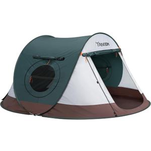 Trakiom Pop Up Tent 4 Person Instant Waterproof Camping Vestibule, 9.2 x 6.6 ft