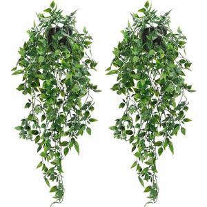 Whonline 2pcs Fake Hanging Plants, Artificial Potted Plants for Indoor Outdoor Aesthetic Office Living Room Shelf Decor Whonline 2pcs Fake Hanging Plants, Artificial Potted Plants for Indoor Outdoor Aesthetic Office Living Room Shelf Decor