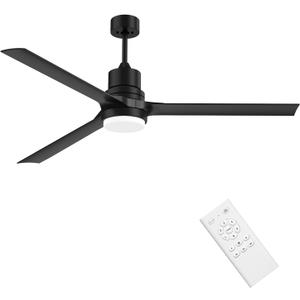 Ceiling Fans with Lights-60 inch Outdoor Black Ceiling Fan with Light and Remote Control, 6 Speed Adjustable, Reversible, 3CCT, Dimmable, Noiseless, Black Ceiling Fan for Bedroom, Indoor/Outdoor Use