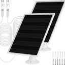 6W Solar Panel Charger, Solar Panel with Micro USB & USB-C Port for DC 5V Outdoor Rechargeable Battery Camera, IP66 Waterproof, 360 Adjustable Security Mount, 2PC