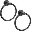 Matte Black Towel Ring 2Pack, SUS304 Stainless Steel Hand Towel Holder for Bathroom Kitchen, Modern Style Towel Hanger, Thicken Ring Towel Holder, Towel Rack Round Wall Mounted (2, Black)