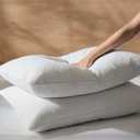 Three Geese White Goose Feather Cotton Pillows Standard Size Set of 2- Soft 600 Thread Count 100% Cotton, Medium Firm,Soft Support Surround Fill Cotton (Standard Size:Pack of 2)