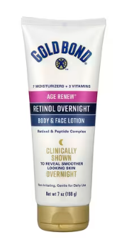 Gold Bond Age Retinol Overnight Body & Face Lotion, Retinol Face and Body Lotion with Peptide Complex, 7 oz